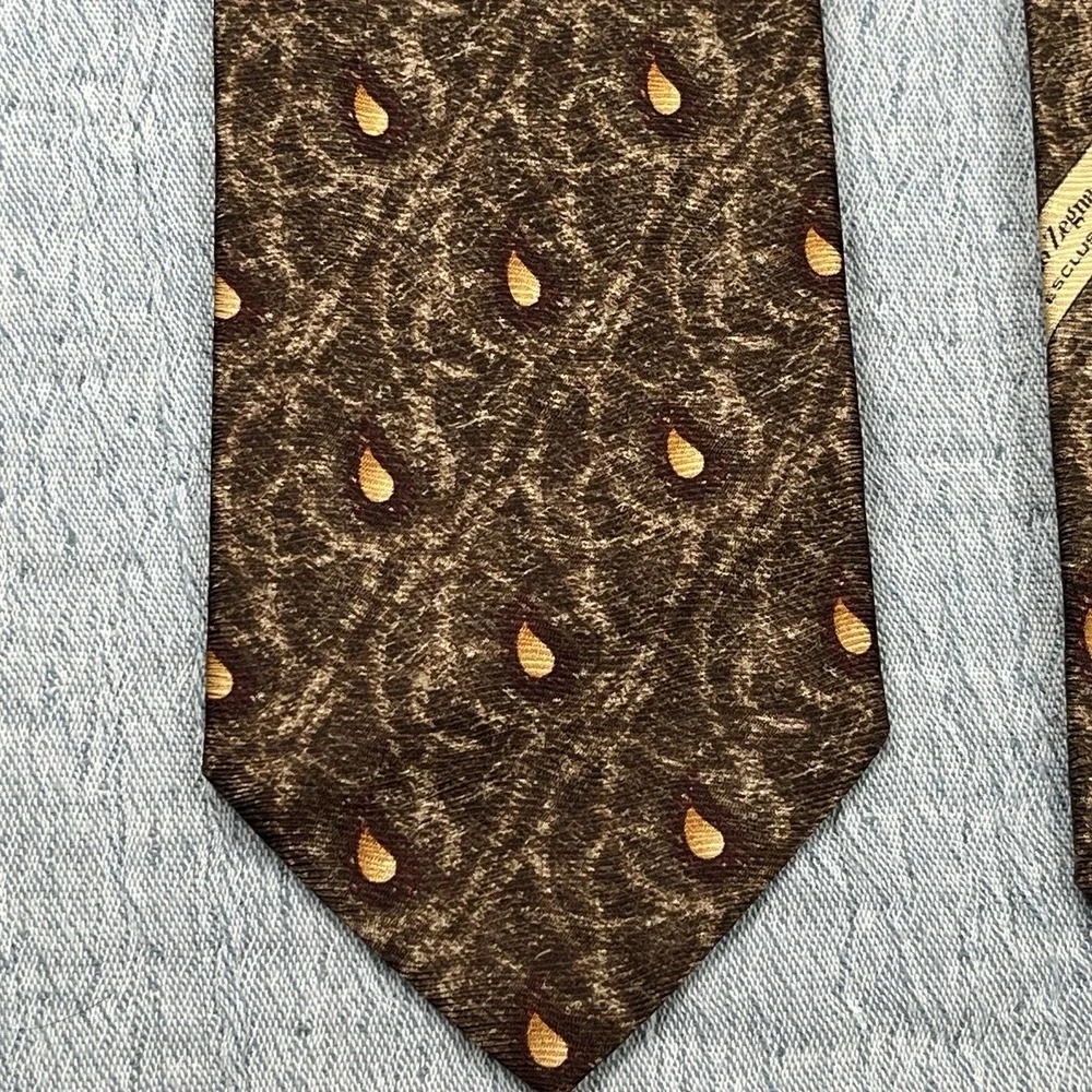 Ermenegildo Zegna Necktie Mens Brown 100%-Silk‎ Floral Made in Italy 60